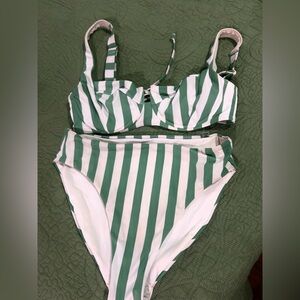 Victoria's Secret Green and White Striped Bikini